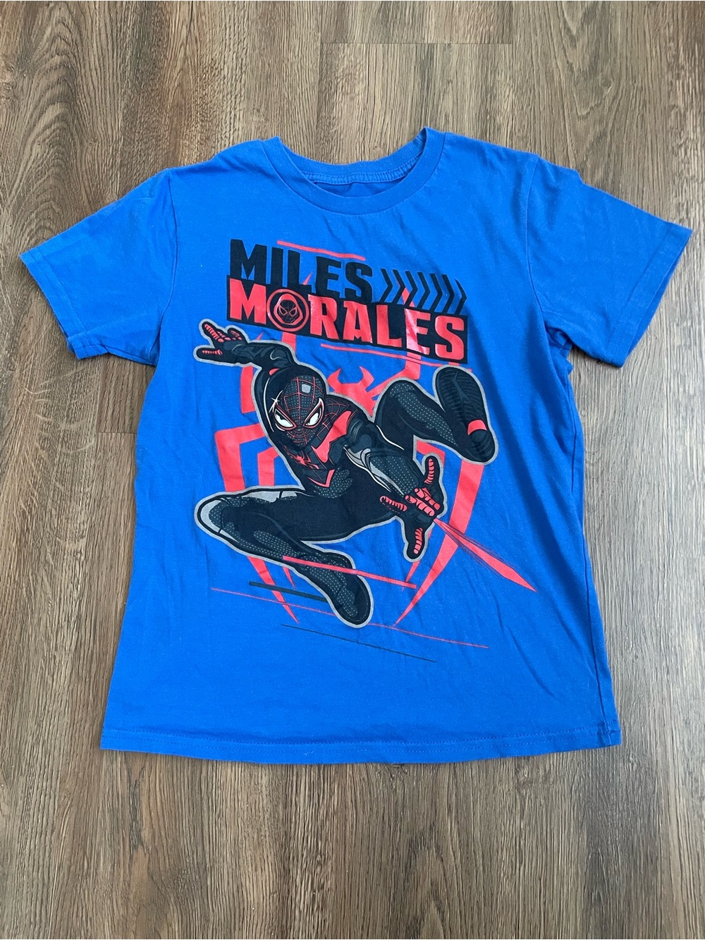 Miles Morales Blue Kids Short Sleeve Graphic Tee Size M — Spider-Man